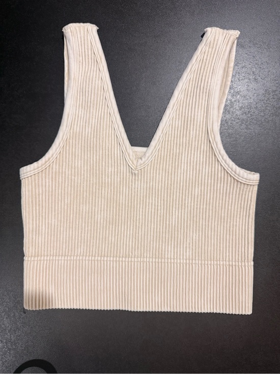 Zenana Outfitters Tops - Zenana Outfitters Ribbed V-Neck Crop Tank Top - Cream